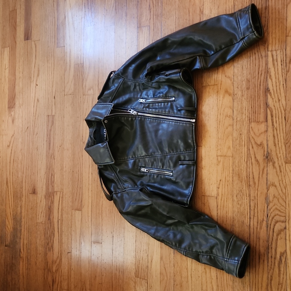 ZARA vegan leather motorcycle jacket size large